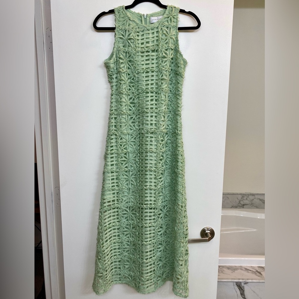Endless Rose Sleeveless Textured Green Midi Dress